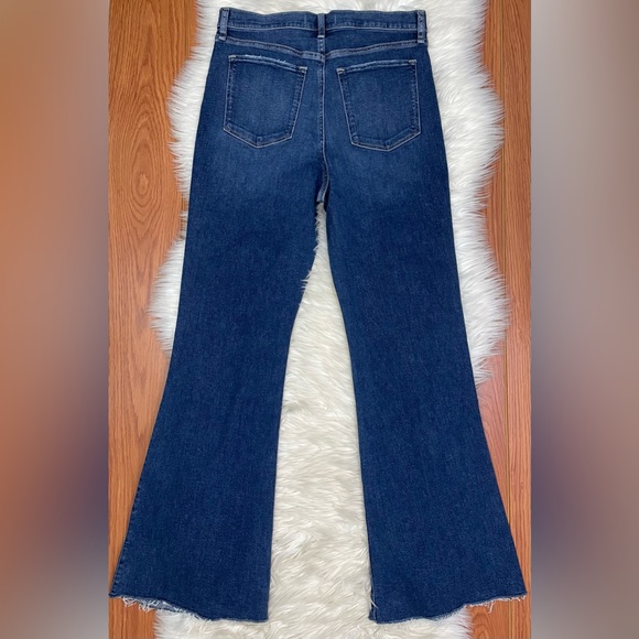 Abercrombie & Fitch The Flare Ultra High Rise Denim Blue Jeans Raw Hem Sz 32/14 - Picture 7 of 8